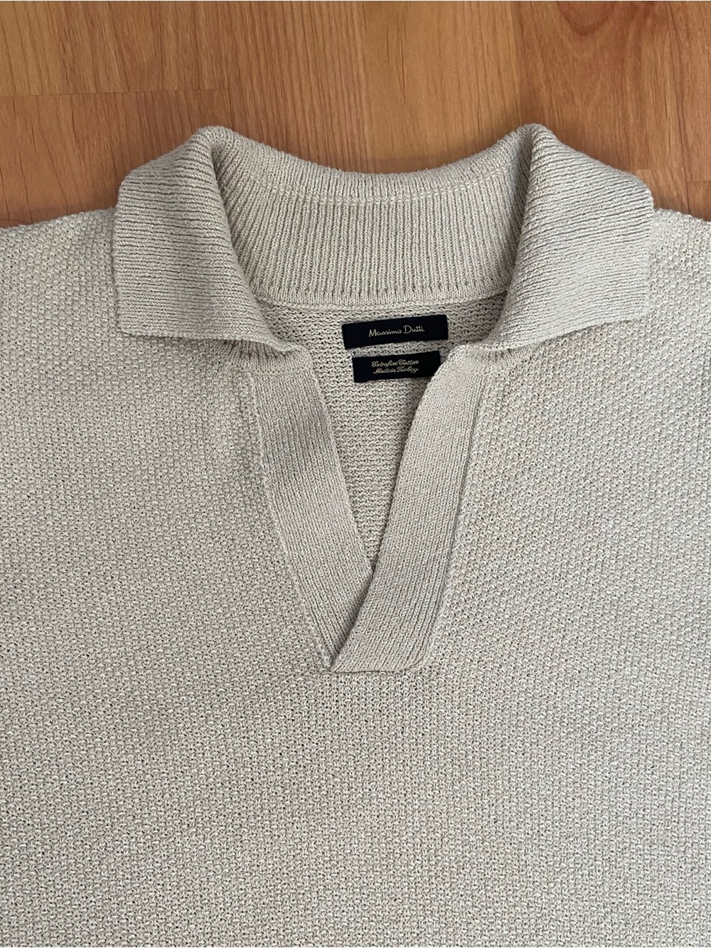 Massimo Dutti Costal Preppy Cream Knit Polo Shirt Men’s Medium - Picture 4 of 9